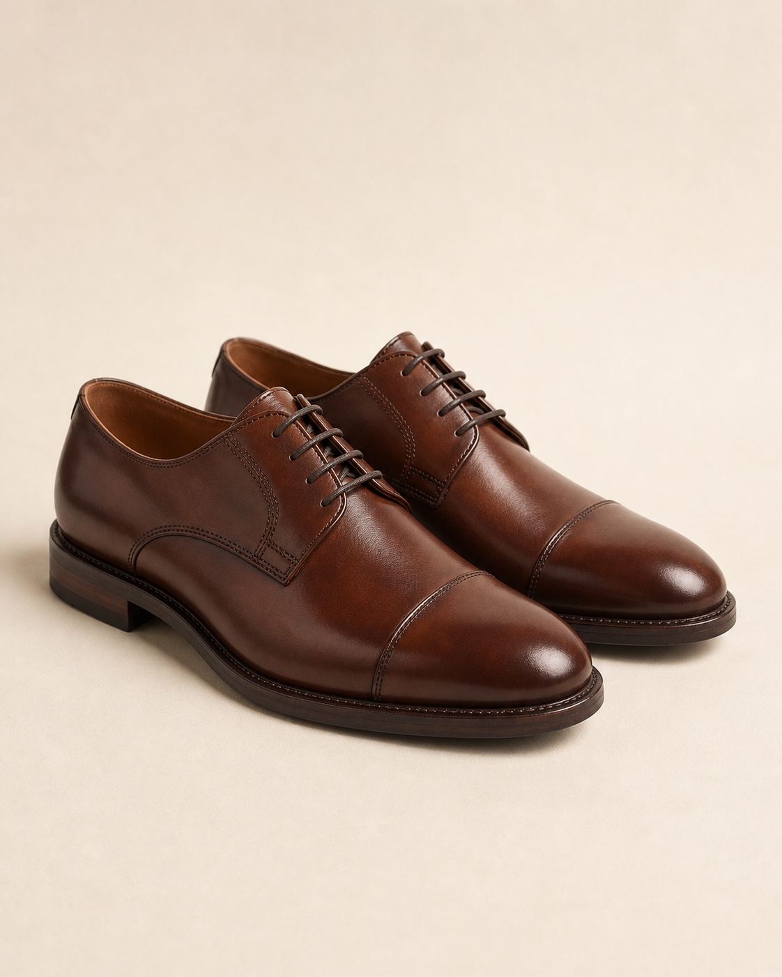 Brown leather derby shoes